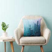 ネオンシベに超高層ビルを配置する未来の繁華街 クッション (椅子)