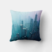 ネオンシベに超高層ビルを配置する未来の繁華街 クッション (裏面)