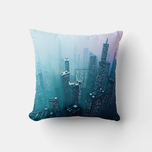 ネオンシベに超高層ビルを配置する未来の繁華街 クッション (正面)