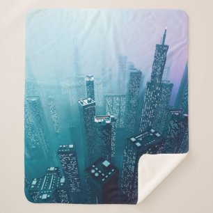 ネオンシベに超高層ビルを配置する未来の繁華街 シェルパブランケット