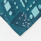 ネオンシベに超高層ビルを配置する未来の繁華街 フリースブランケット (角)