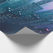 ネオンシベに超高層ビルを配置する未来の繁華街 ラッピングペーパー (角)