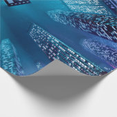 ネオンシベに超高層ビルを配置する未来の繁華街 ラッピングペーパー (角)