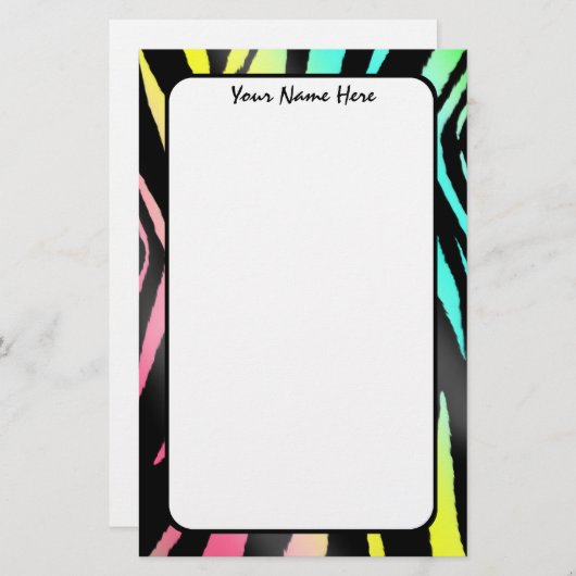 ネオンシマウマのプリントの文房具 便箋 (正面/裏面)