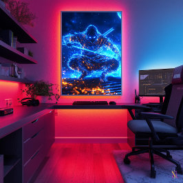 ネオンシャドーアサシン – ブルーフラアのサイバーパンク忍者 ポスター