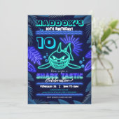 ネオンシャークパーティの招待状シャークタスティック 招待状 (スタンド正面)