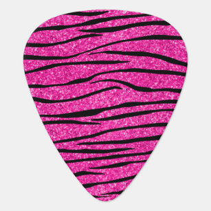 ネオンショッキングピンクのグリッターのシマウマは縞で飾ります ギターピック