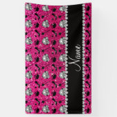 ネオンショッキングピンクのグリッターの王女の王冠の細い棒は主演します 横断幕 (縦)