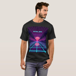 ネオンシンスウェイブの地平線 - レトロ80年代サイバーパンクグリッド Tシャツ