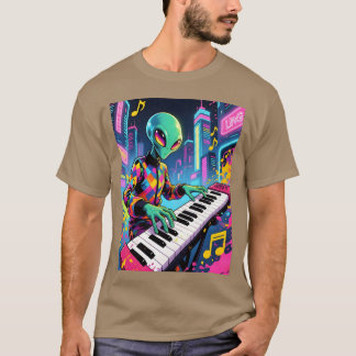 ネオンシンスウェーブ エイリアン キーボーディスト 女子 Tシャツ
