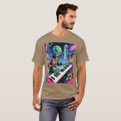 ネオンシンスウェーブ エイリアン キーボーディスト 女子 Tシャツ (正面フル)