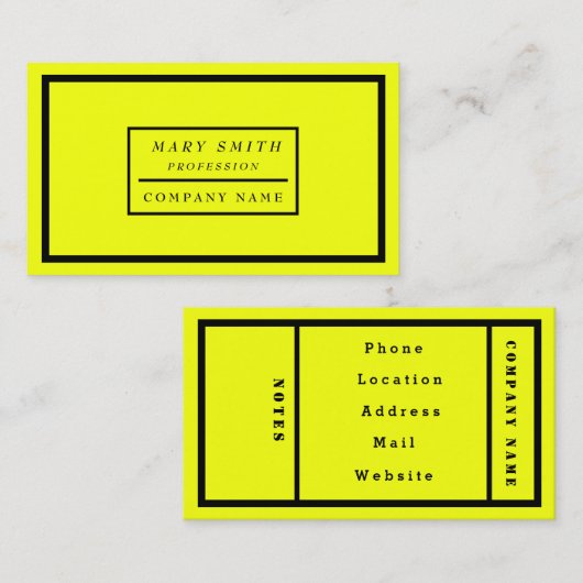 ネオンシンプルモダン蛍光イエロー 名刺 (正面/裏面)