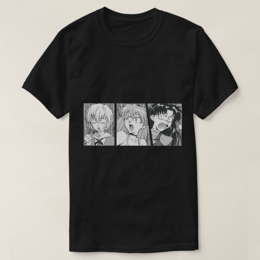 ネオンジェネシスエヴァンゲリオンガールズレイ、ミサト、飛鳥 Tシャツ (デザイン正面)