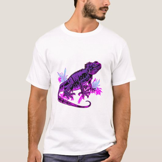 ネオンジャングルのイグアナTシャツ Tシャツ (正面)