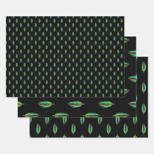 ネオンジャングルカラフルリーフ ラッピングペーパーシート (セット)