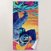 ネオンジャングルゴリラアーバンファンタジー ビーチタオル (正面)