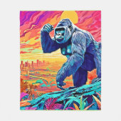 ネオンジャングルゴリラアーバンファンタジー フリースブランケット (正面)