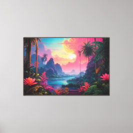 ネオンジャングルストレッチキャンバスプリント キャンバスプリント