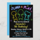 ネオンジャンプアンドプレイの誕生日招待状 招待状 (正面/裏面)