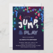 ネオンジャンプトランポリン子供の誕生日パーティー 招待状 (正面)