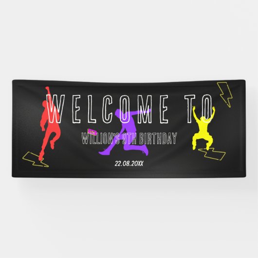 ネオンジャンプ子供たち9thバースデーパーティーへようこそ 横断幕 (横)