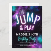 ネオンジャンプ招待状 |トランポリンパーティー 招待状 (正面/裏面)
