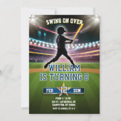 ネオンスイングオンオーバーベースボール誕生日 招待状 (正面)