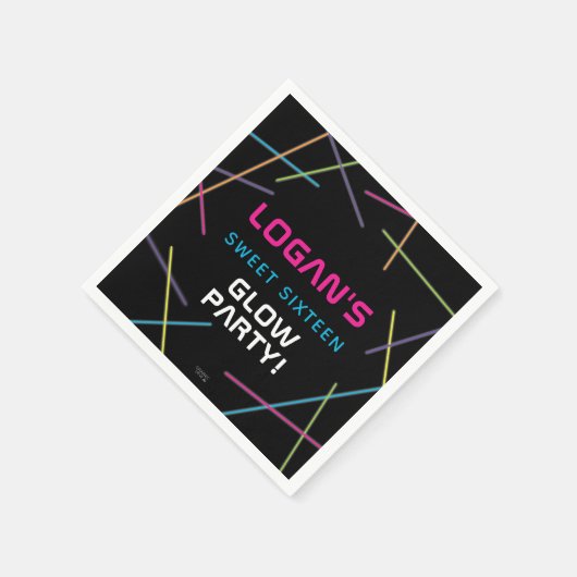 ネオンスウィート16誕生日グローパーティー スタンダードカクテルナプキン (角)