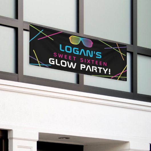 ネオンスウィート16誕生日グローパーティー 横断幕 (ビルの外側)