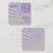 ネオンスウッシュデザインQRコード7ラインカスタム スクエア名刺 (正面/裏面)