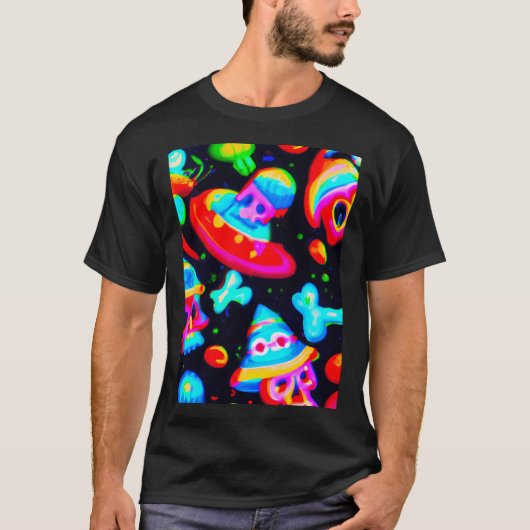 ネオンスカルとボーン Tシャツ (正面)