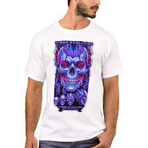 ネオンスカルストリートウェアホワイトTシャツ