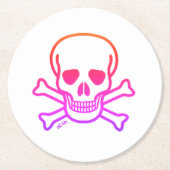 ネオンスカルホワイトラウンド紙飲み物用コースター ラウンドペーパーコースター (正面)