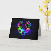 ネオンスカル顔グリーティングカード カード (黄色い花)