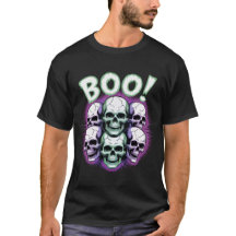 ネオンスカル BOO!|暗闇で光るハロウィンTシャツ