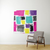 ネオンスクウェアレトロ抽象芸術パターン タペストリー (インサイチュ(横))