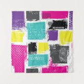 ネオンスクウェアレトロ抽象芸術パターン タペストリー (正面)