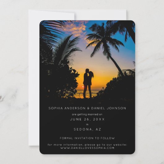 ネオンスクリプト写真の結婚式の日付を保存 セーブザデート (裏面)