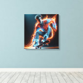 ネオンスケートボーダー キャンバスプリント (インサイチュ (ウッドフロア))