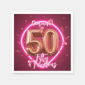 ネオンスタイリッシュグローアップバラ金ゴールド50誕生日 スタンダードカクテルナプキン (正面)