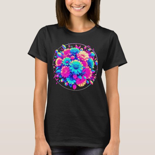 ネオンスタイル花 Tシャツ (正面)