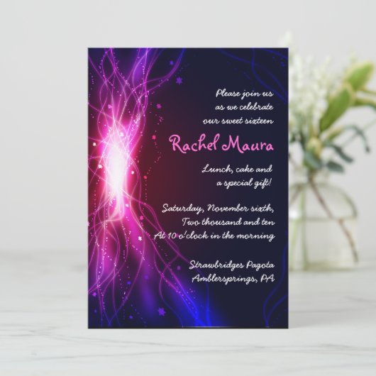 ネオンスターズスイート16セィフ誕生日招待状 招待状 (スタンド正面)