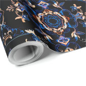 ネオンスターバスト万華鏡のように千変万化するパターン ラッピングペーパー (ロールコーナー)