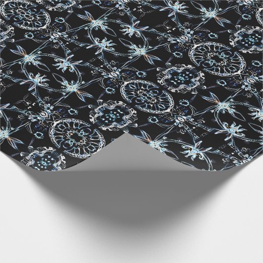 ネオンスターバスト万華鏡のように千変万化するパターン ラッピングペーパー (角)