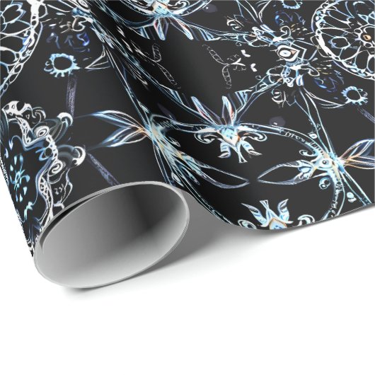 ネオンスターバスト万華鏡のように千変万化するパターン ラッピングペーパー (ロールコーナー)