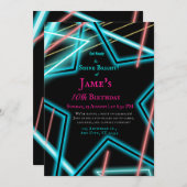 ネオンスターレトロユーフォリアスタイル誕生日の招待 招待状 (正面/裏面)