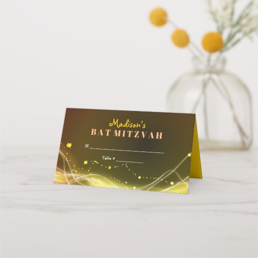 ネオンスタ白熱［赤熱］光を放つーズバルミツワー·シーティングエスコート プレイスカード (正面)