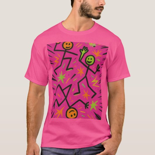ネオンスティックフィギュアタンク – 漫画カオスエネルギー Tシャツ (正面)