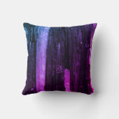 ネオンストライプのピンクと紫の抽象芸術モダン クッション (裏面)