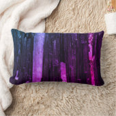 ネオンストライプのピンクと紫の抽象芸術モダン ランバークッション (ブランケット)